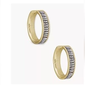 NWT KENDRA SCOTT JACK HOOP EARRINGS IN WHÌTE CRYSTAL & 14K GOLD